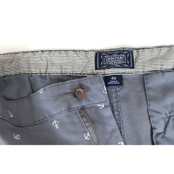 Company 81 Chino Short Anchor Print Pockets Flat Front Men 40 / 11 Gray Nautical - Picture 7 of 10
